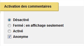 Activation des commentaires