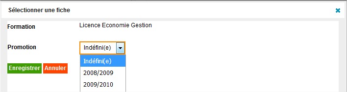 ajouter une promotion à la formation sélectionnée