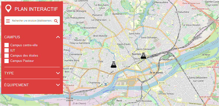 Cartographie : catégories pour filtrer les lieux dans le plan interactif