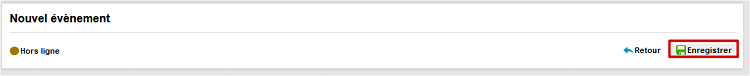 Création évènement - bouton enregistrer