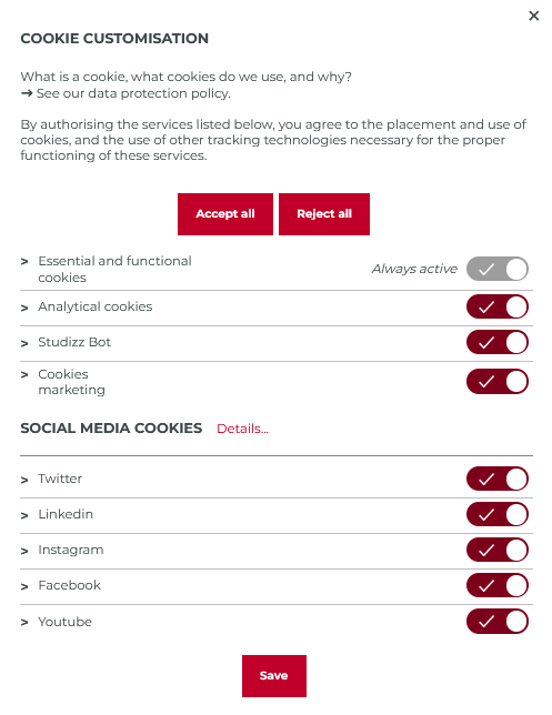 E-Privacy : Bandeau utilisateur pour personnaliser ses préférences en anglais