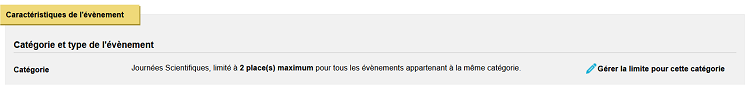 Evènement - Gestion de la limite par catégorie - visualisation après enregistrement