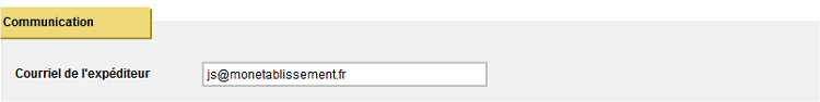 Evènement - Onglet communication - courriel de l'expéditeur