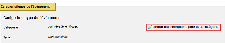 Evènement - Onglet évènement - Catégorie - bouton limiter