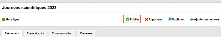 Evènement - Publier un évènement Hors ligne