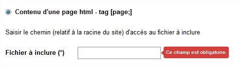 tag insertion d'une page HTML