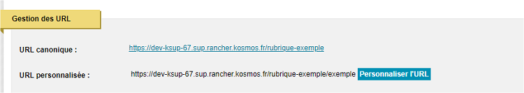 Personnalisation de l'URL