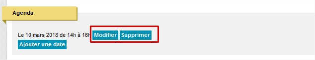 supprimer ou modifier une date de l'agenda