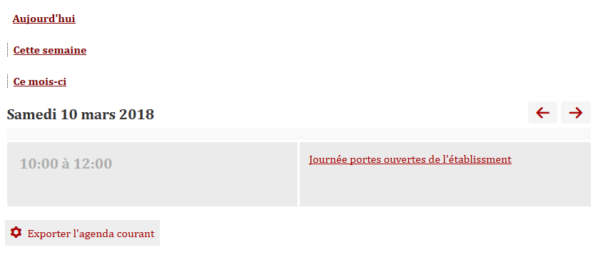 Vue journalière de l'agenda